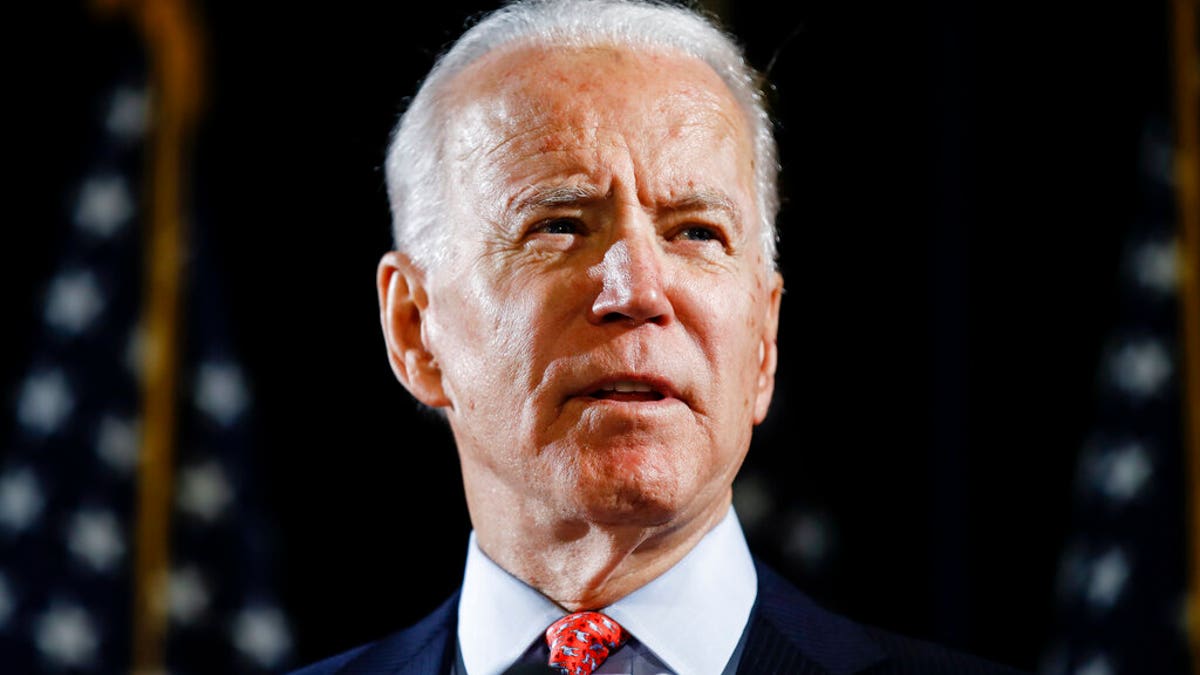 FILE - In this March 12, 2020, file photo, Democratic presidential candidate former Vice President Joe Biden speaks in Wilmington, Del. Biden has won the Alaska Democrats' party-run presidential primary, defeating Sen. Bernie Sanders on Saturday, April 11, days after Sanders suspended his campaign. (AP Photo/Matt Rourke, File)