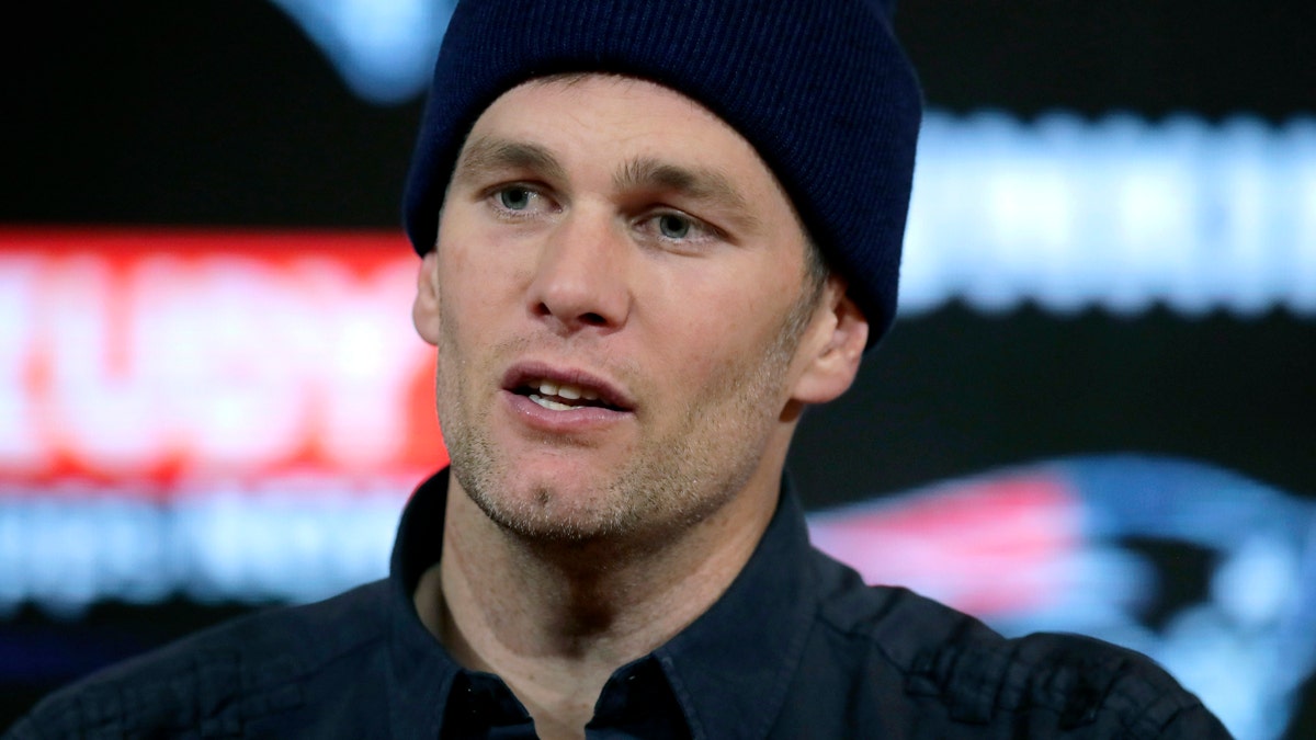 New England Patriots quarterback Tom Brady speaks to the media following an NFL wild-card playoff football game against the Tennessee Titans in Foxborough, Mass in January. . (AP Photo/Charles Krupa, File)