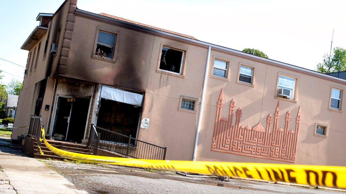 This Friday, April 24, 2020 photo shows damage to the Islamic Center of Cape Girardeau, Mo. after a fire.