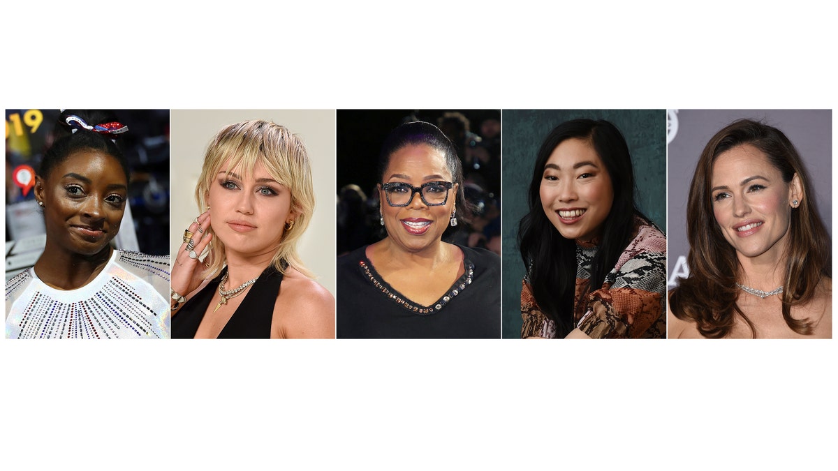 From left: U.S. gymnast Simone Biles, actress-singer Miley Cyrus, media mogul Oprah Winfrey, actress Awkwafina and actress Jennifer Garner, who will participate in the Class of 2020 multi-hour graduation streaming event on Facebook and Instagram on May 15.