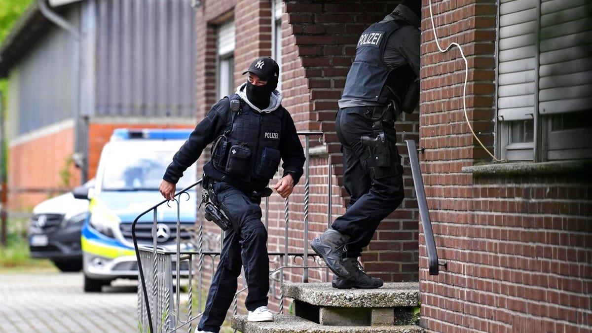 Special police investigates the Hezbollah linked Imam Mahdi center in Muenster, western Germany, Thursday, April 30, 2020.