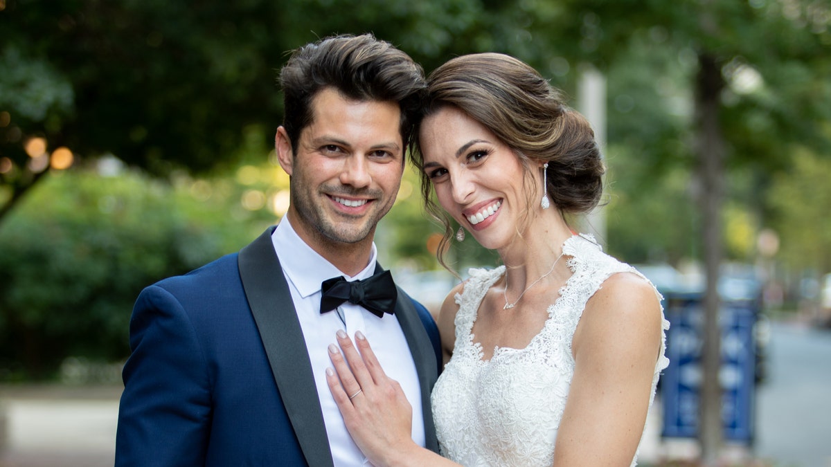 Zach and Mindy on their wedding day. 