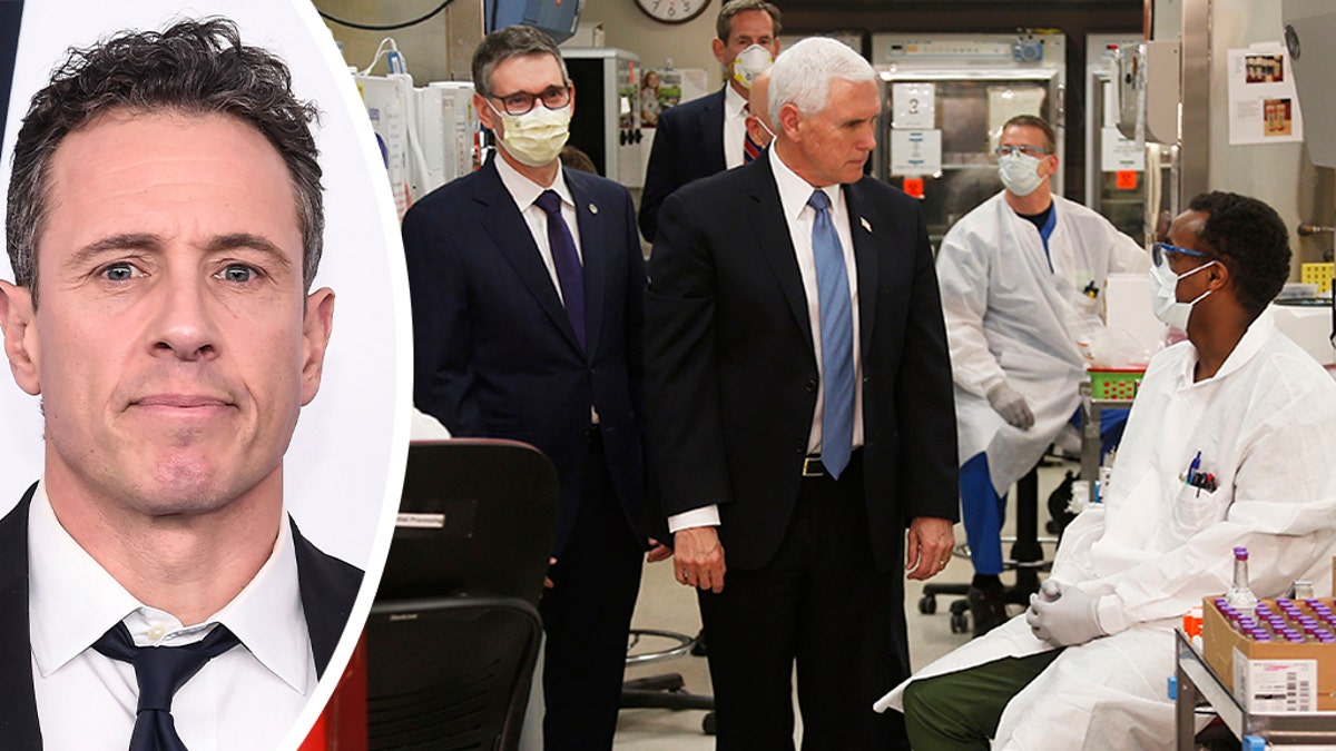 Vice President Mike Pence visits the molecular testing lab at Mayo Clinic Tuesday, April 28, 2020, in Rochester, Minn., where he toured the facilities supporting COVID-19 research and treatment. Pence chose not to wear a face mask while touring the Mayo Clinic in Minnesota. It's an apparent violation of the world-renowned medical center's policy requiring them. (AP Photo/Jim Mone)