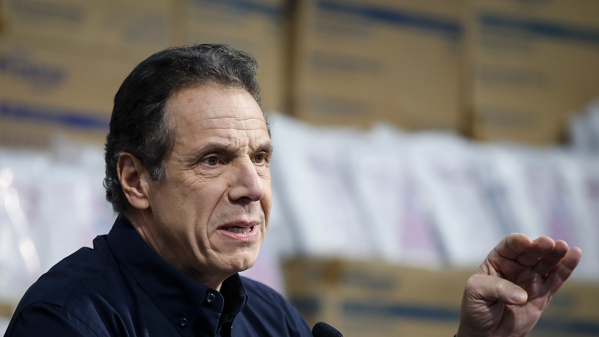 FILE - IN this March 24, 2020 file photo, New York Gov. Andrew Cuomo speaks during a news conference in New York. (AP Photo/John Minchillo, File)