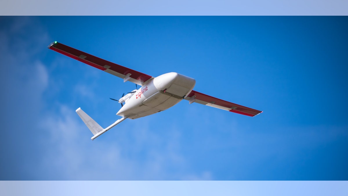 Zipline drone flies medical supplies - including COVID-19 test samples - from rural African villages.