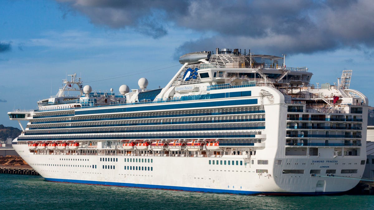 The Diamond Princess docked in Wellington, New Zealand