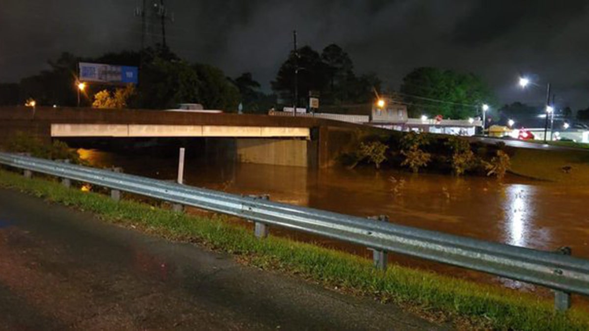 Flash flooding was reported in Hattiesburg, Miss. due to the severe storms.