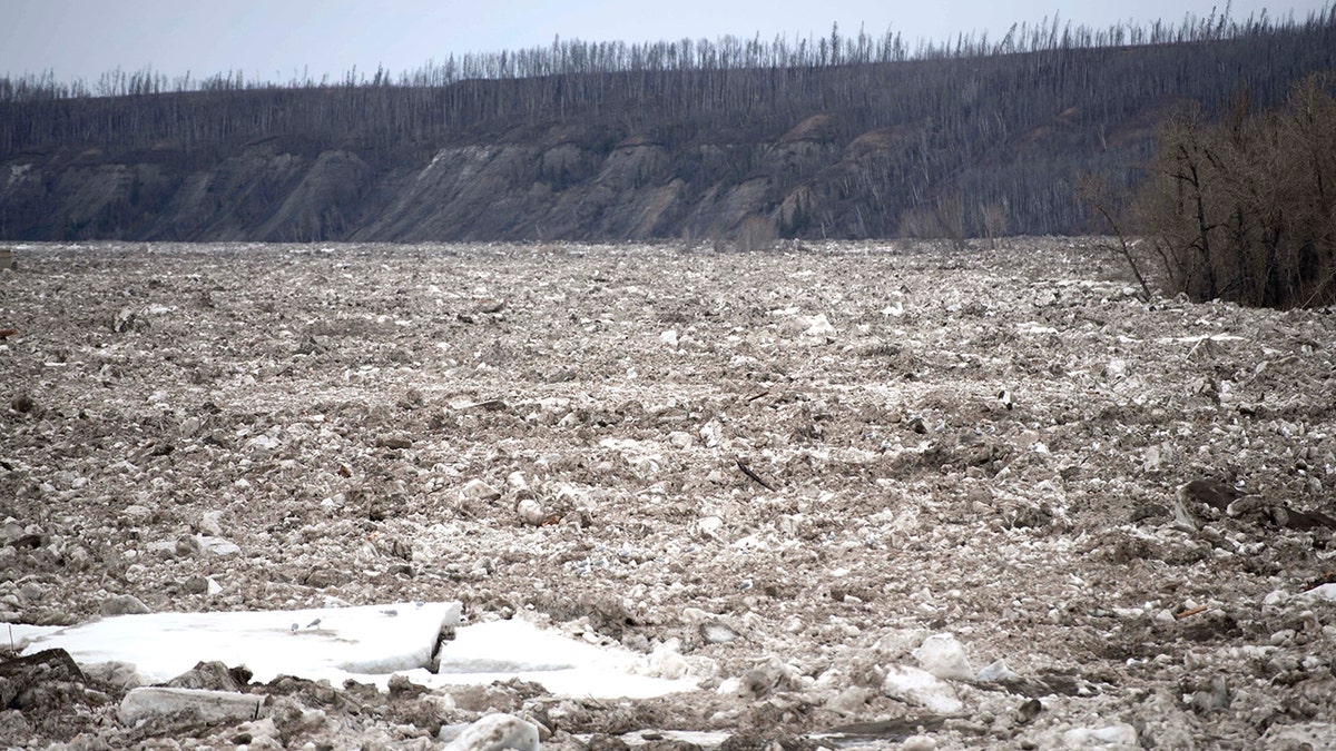 Ice on the Athabasca River near Fort McMurray, Alberta on Monday, April 27, 2020.