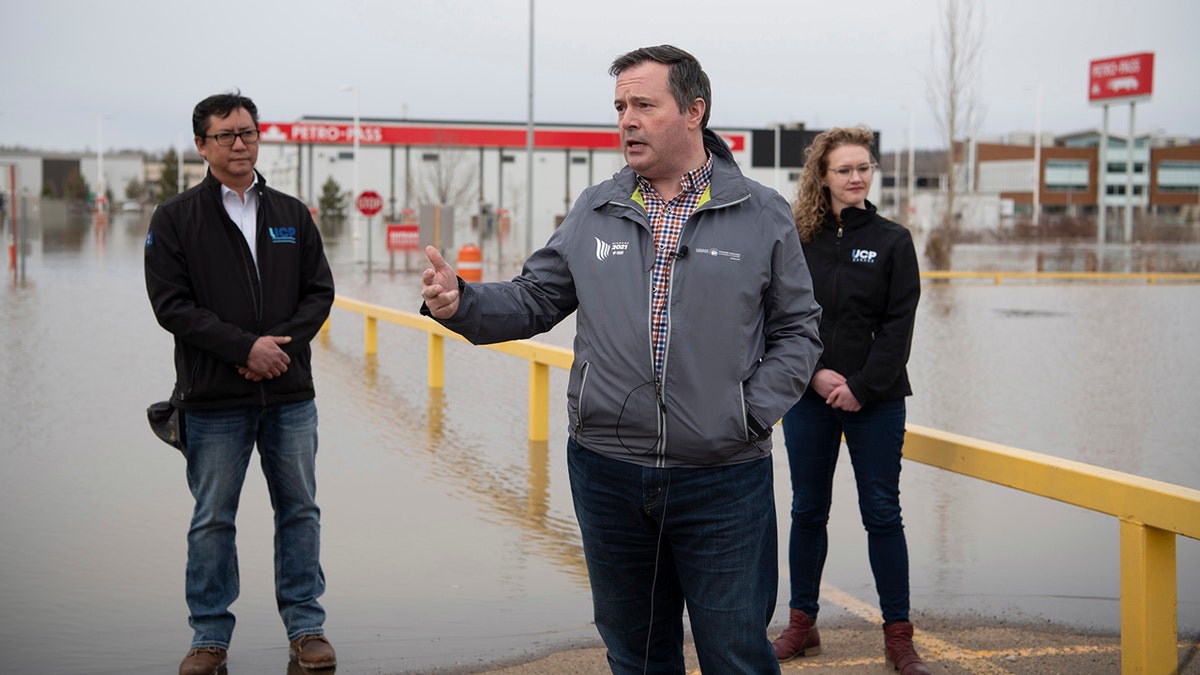 Premier Jason Kenney and Environment and Parks Minister Jason Nixon flew to Fort McMurray on Monday, April 27, 2020, to see the flooding situation first-hand