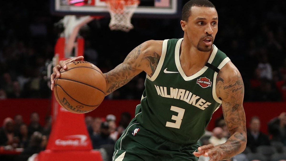 George Hill #3 of the Milwaukee Bucks dribbles against the Washington Wizards during the second half at Capital One Arena on February 24, 2020, in Washington, DC. (Photo by Patrick Smith/Getty Images)