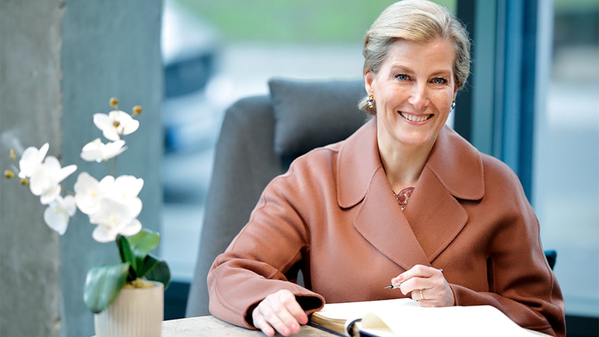 Sophie, Countess of Wessex signs a visitor's book after opening The Countess of Wessex Studios at the Central School of Ballet's new premises on February 27, 2020, in London, England. HRH is Patron of the Central School of Ballet.