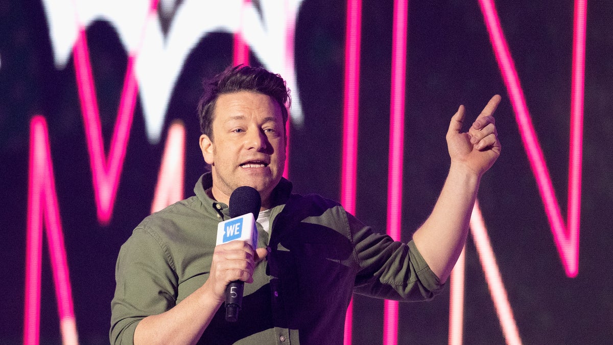 Jamie Oliver speaks at an event in London, England on March 4. (Jo Hale/Redferns via Getty)