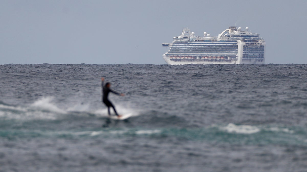 The Ruby Princess is seen off the coast of Sydney on March 24. (Ryan Pierse/Getty Images)