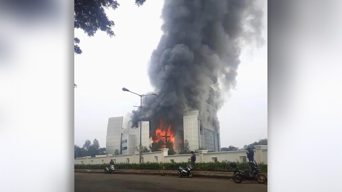 Christ Cathedral Indonesia outside Jakarta, where an Easter bombing plot by Islamic terrorists was thwarted, was engulfed in flames Monday morning.