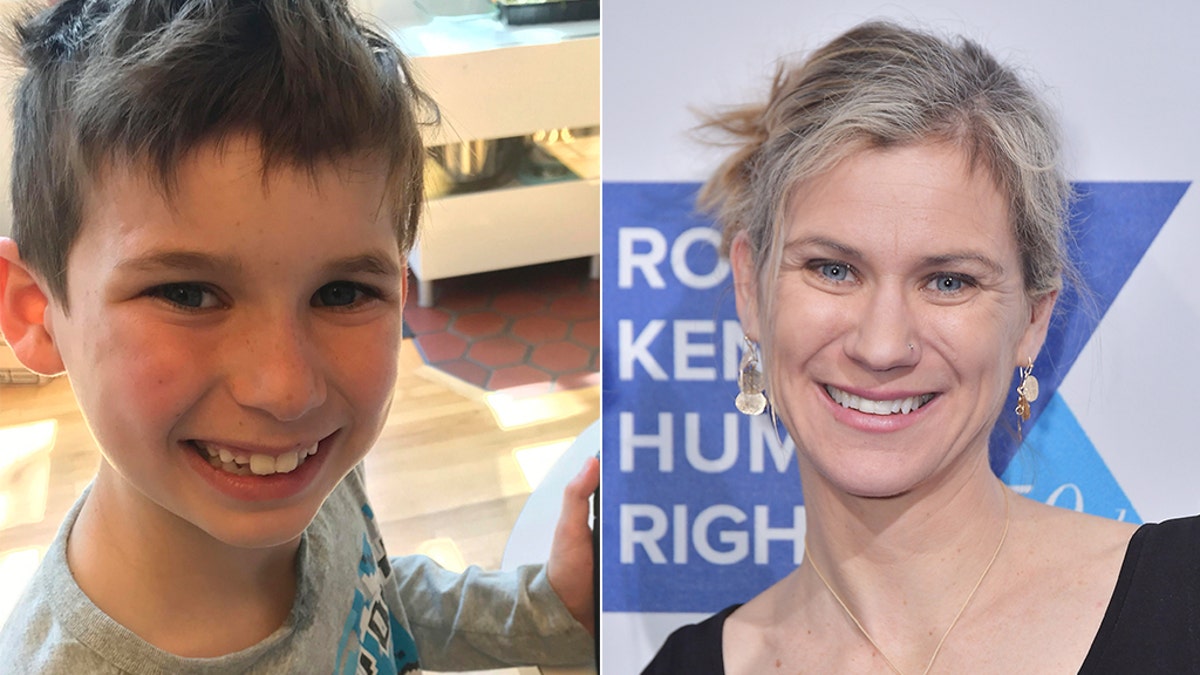 Gideon McKean, 8, and his mother Maeve Kennedy Townsend McKean, 40.