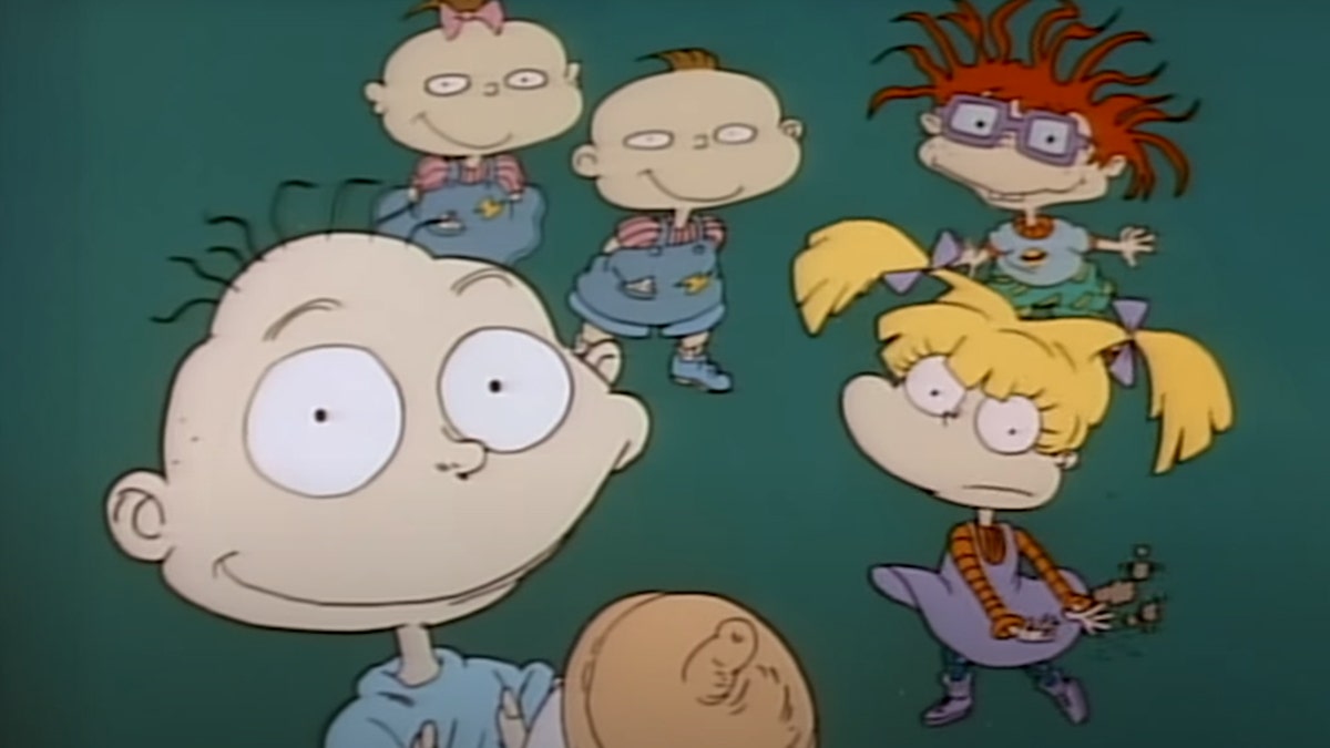 The main characters of 'Rugrats,' clockwise from top left: Lil, Phil, Chuckie, Angelica and Tommy.