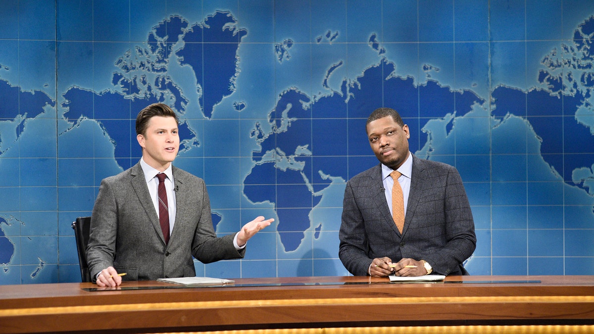 'Saturday Night Live' hosts Colin Jost and Michael Che returned for the Season 46 premiere on the 'Weekend Update' desk.