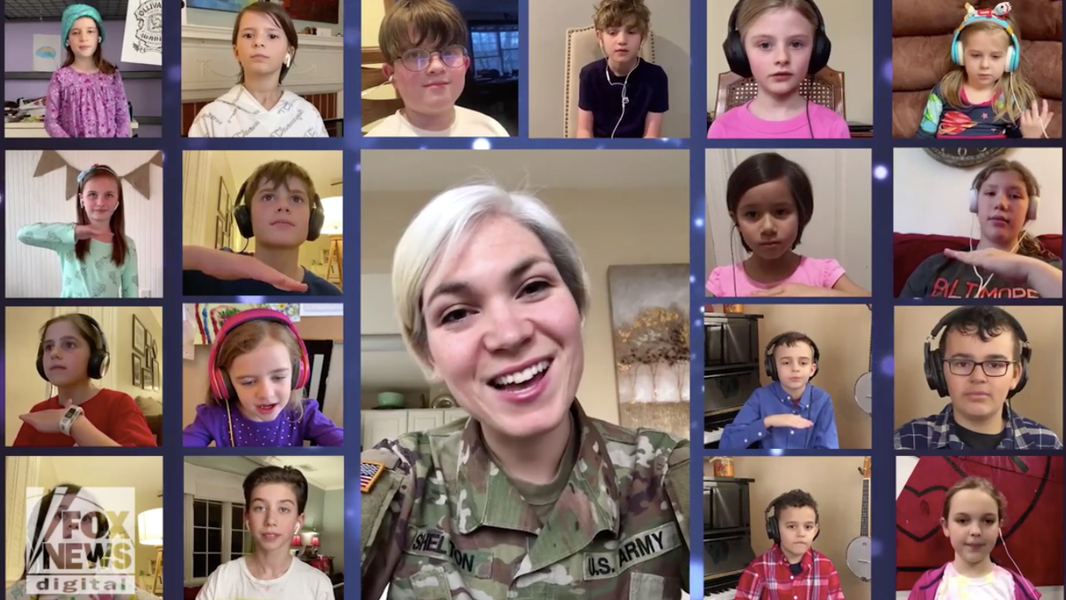 To help curb coronavirus stress, Army Sergeant creates singalong with 18 kids online.