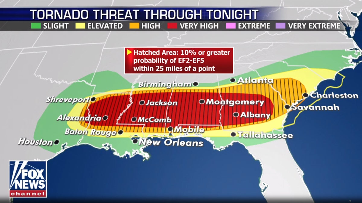 The greatest threat of tornadoes on Sunday, April 19, 2020.