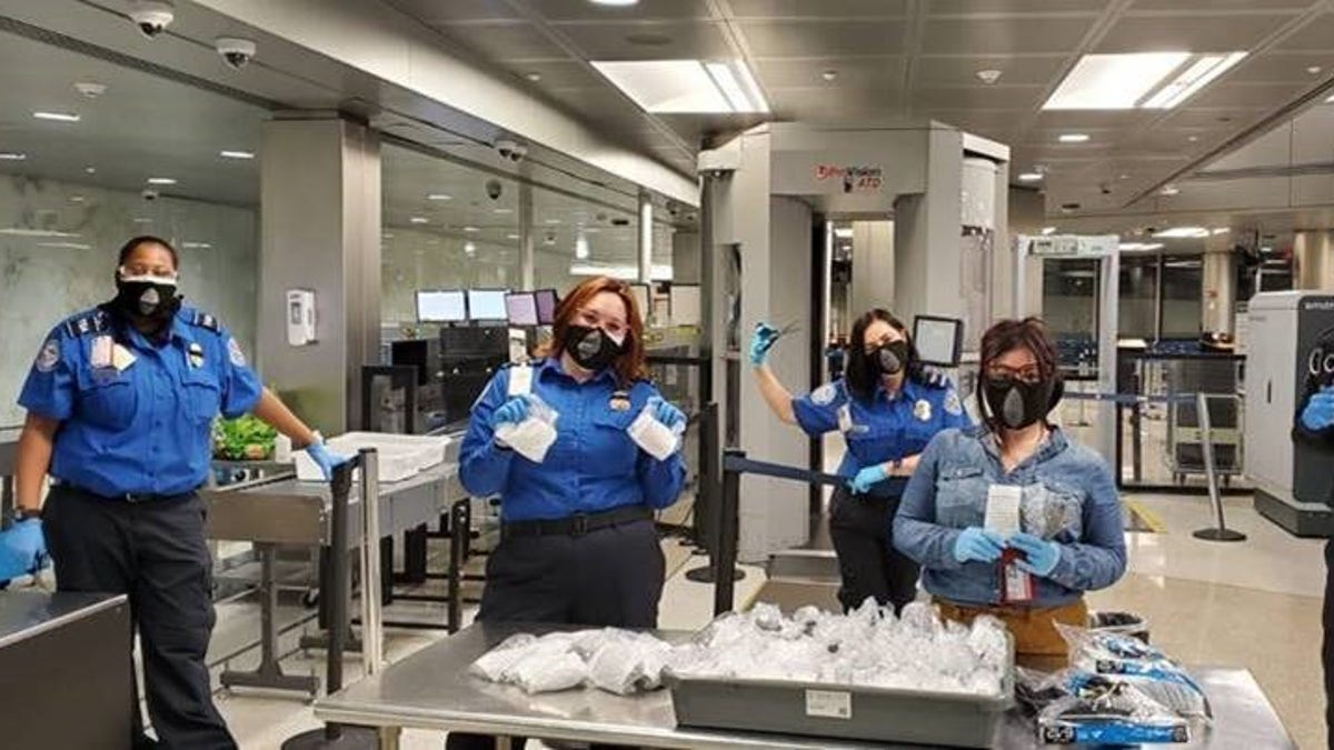 TSA officers at Newark International Airport in New Jersey have started making masks out of socks for two local homeless shelters.