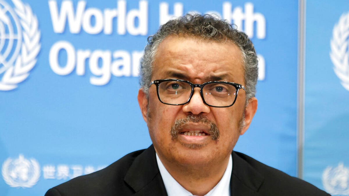 Tedros Adhanom Ghebreyesus, Director-General of the World Health Organization (WHO), addresses a press conference about the update on COVID-19 at the World Health Organization headquarters in Geneva, Switzerland. 