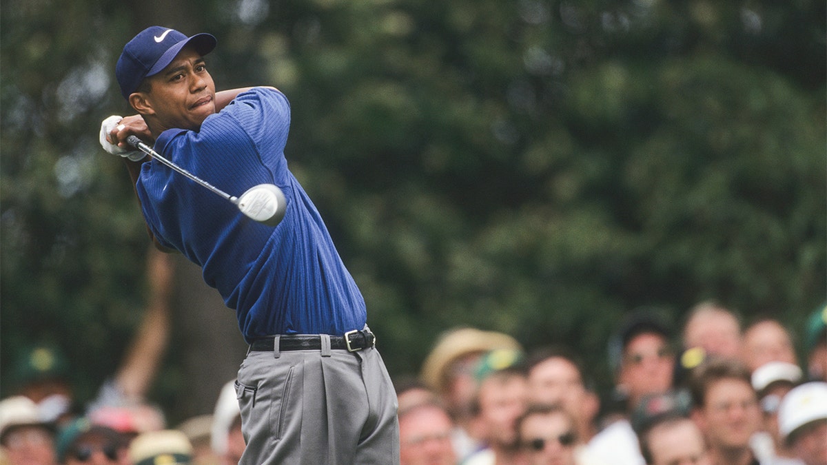 AUGUSTA, GA - 1997: Tiger Woods during the second round of the 1997 Masters Tournament at the Augusta National Golf Club on April 11, 1997 in Augusta, Georgia. (Photo by Sam Greenwood/PGA TOUR Archive)