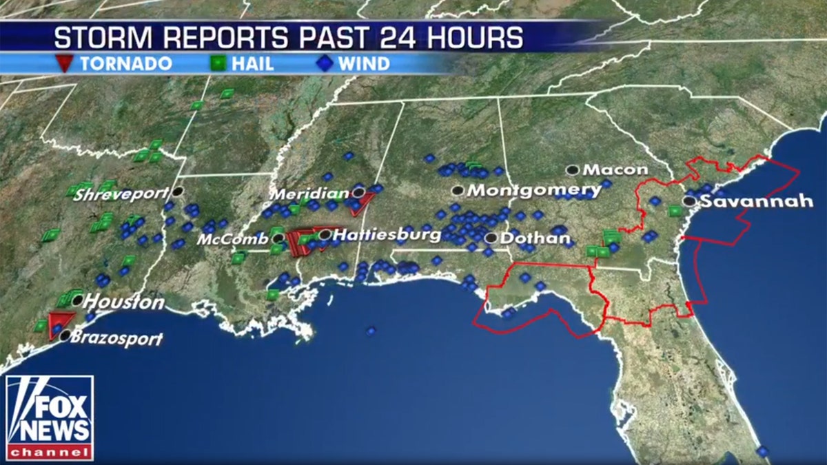 Storm reports from severe weather on Sunday.