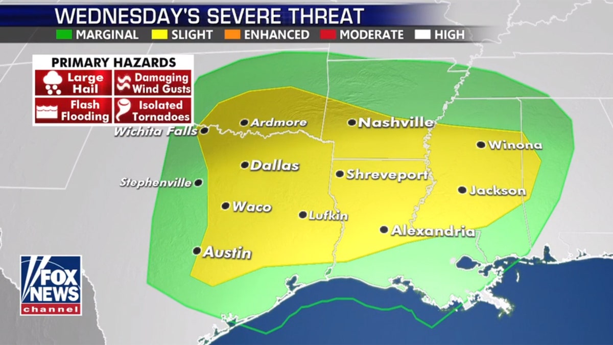 The next threat for severe weather on Wednesday.