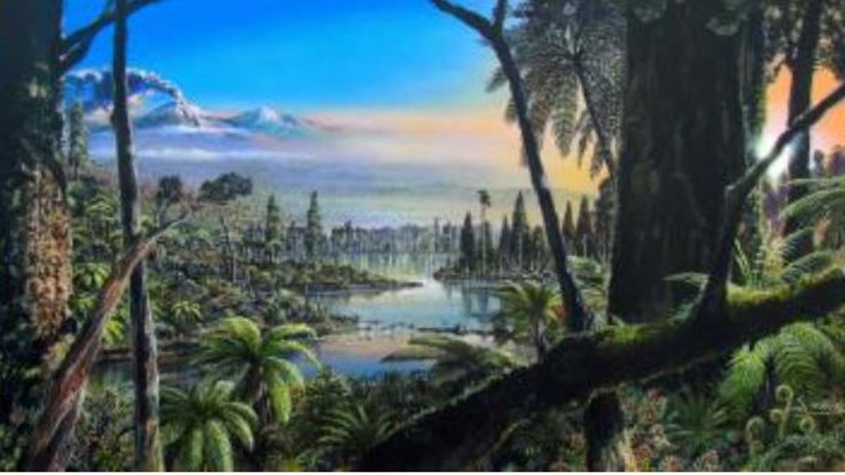 Illustration of the Antarctic rainforest.