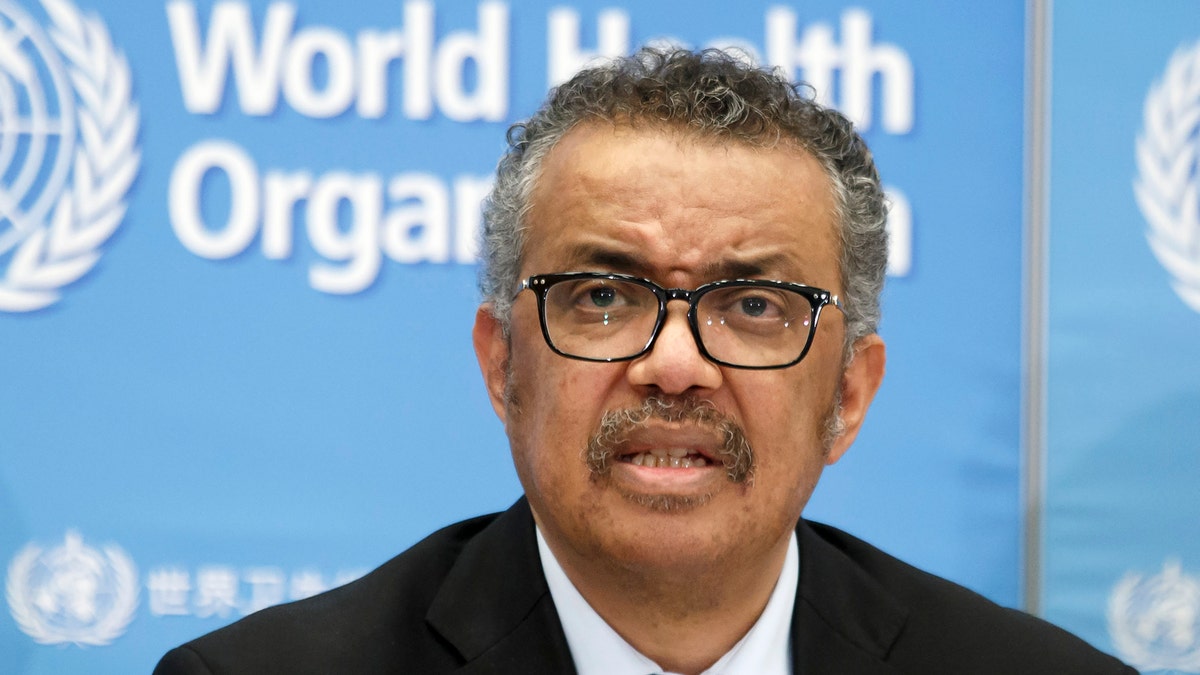 FILE - In this Feb. 24, 2020, file photo, Tedros Adhanom Ghebreyesus, Director General of the World Health Organization (WHO), addresses a press conference about the update on COVID-19 at the World Health Organization headquarters in Geneva, Switzerland. Taiwan's foreign ministry on Thursday, April 8, 2020 strongly protested accusations from the head of the World Health Organization that it condoned racist personal attacks on him that he alleged were coming from the self-governing island democracy. (Salvatore Di Nolfi/Keystone via AP, File)