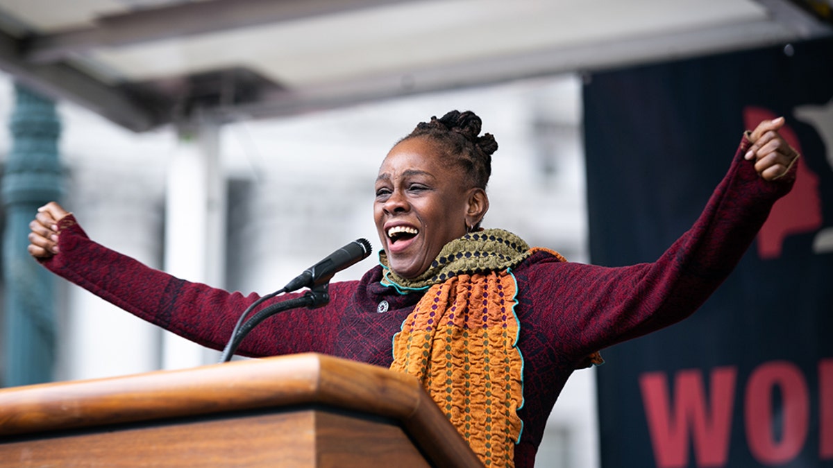 Chirlane McCray speaks during the Women's Unity Rally at Foley Square on January 19, 2019 in New York City. Two years after millions gathered for the inaugural Women's March, demonstrators around the world march again in solidarity with communities of women and allies who seek to create a future of equality, justice, and compassion for all. (Photo by Karla Ann Cote/NurPhoto via Getty Images)