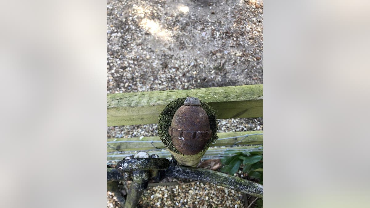 The WW1 grenade which was removed from the gutter of the Bubear family house. (Credit: SWNS)