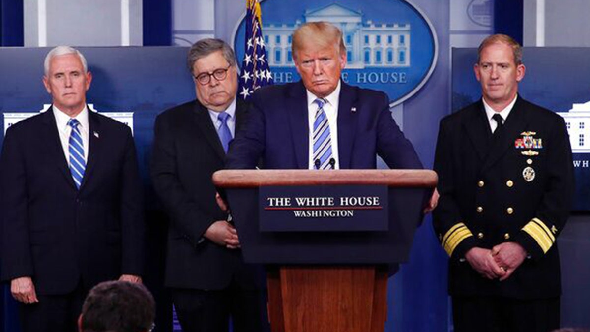President Trump and his coronavirus taskforce, including Vice President Mike Pence.