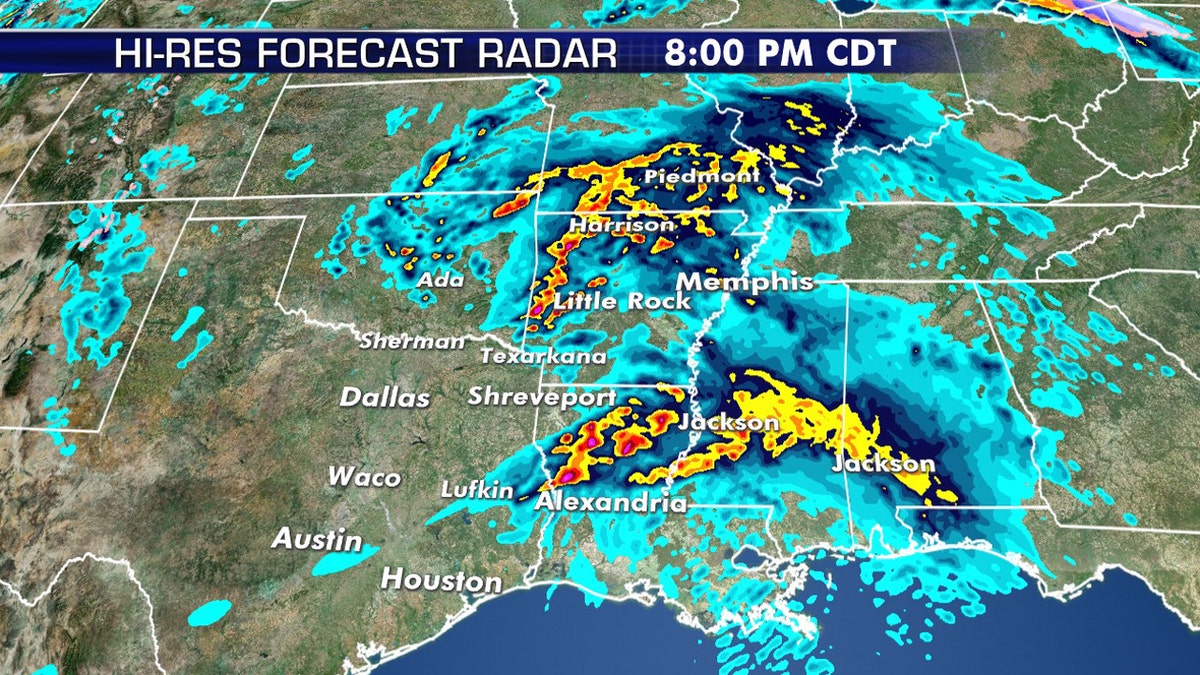 Storms are forecast to develop east of the Interstate 35 corridor and move east throughout the day on Wednesday.