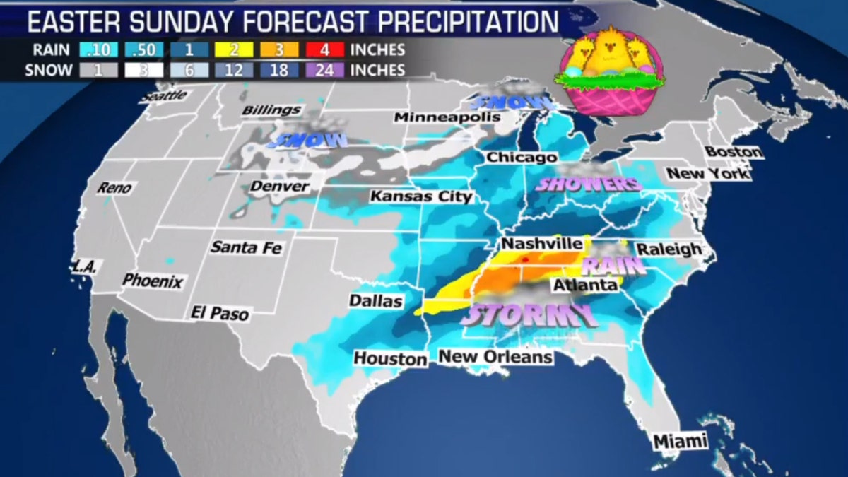 Easter Sunday forecast may be stormy across the Southeast, with the potential for severe storms and heavy rain.