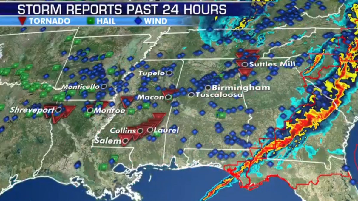 Storm reports from a severe weather outbreak on Easter Sunday.