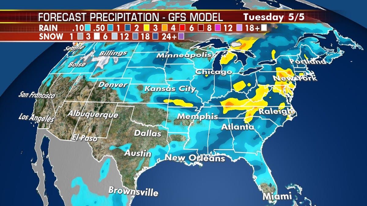 Flash-flooding may be a possibility due to a storm system as it moves into the Northeast.