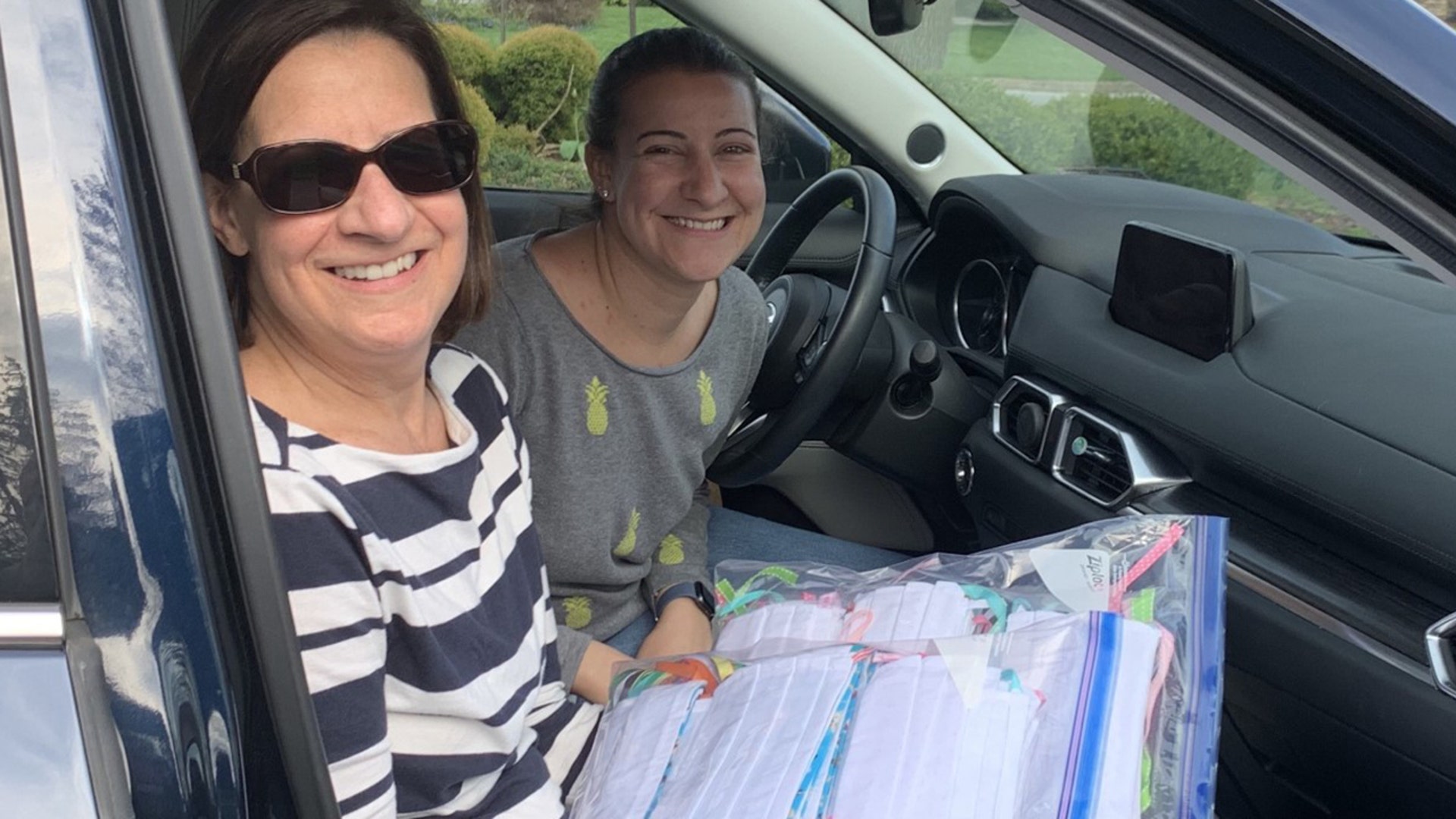 Hello, my daughter and I run a retail/wholesale art and hobby paper business. Since we've been at a standstill due to business restrictions, we felt compelled to do something to help. Our local hospital system put a call out for medical masks. We gathered supplies and made over 100 masks, plus masks for family and friends who have loved ones working in essential services that needed a mask. We decided to use colorful ribbons to brighten them up. Each mask represents a person putting their well-being on the line to provide medical care and essential services. We pray for their safety and thank them for their courage. God Bless! Maria and Rebecca, Bethlehem PA