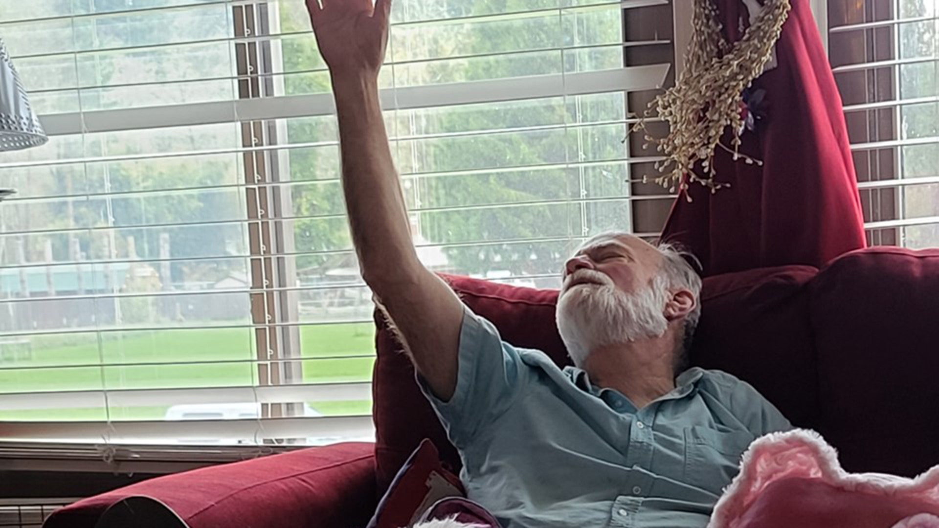 BEING a Chaplain is hard because I can go see or touch my shut ins.I was asked to do a Easter sermon for them on line.This pic is of my husband watching our streaming of our church on line with my little dog who greets Cancer patients.She and I can't wait to get back to work.Chaplain Caliatra Mcindoo