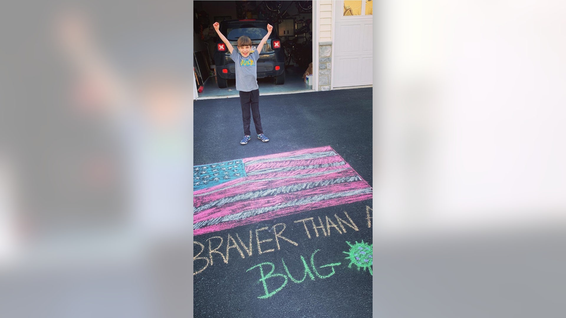 My 7 YO, named after our 16th President, Lincoln, wanted to put something on the driveway to help people feel brave. So we did this. Dan Dye Manheim, PA Daniel Dye