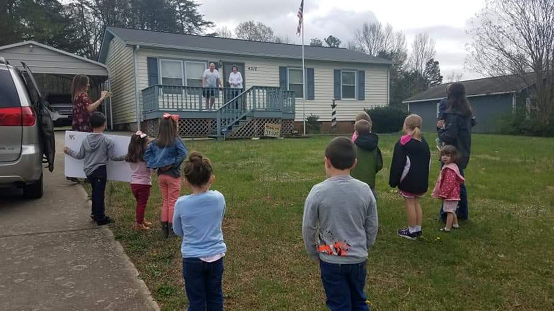 3 groups of moms in NC got together and drove around in a caravan of minivans and SUV's taking their children to homes of the elderly and widows/widowers in their church. Once there they would stand by their vehicles and hold homemade signs and sing songs and send "air hugs" and blown kisses. The children never interacted physically with one another (even though they are all friends) nor with the elderly they visited and they consistently maintained a 6 foot distance per the social distancing guidelines. Many of the elderly were brought to tears by the sounds of the children and their little voices lifted in joyful praise (some of the moms were brought to tears, also). They became known as the Quarnatine Choir of Children.