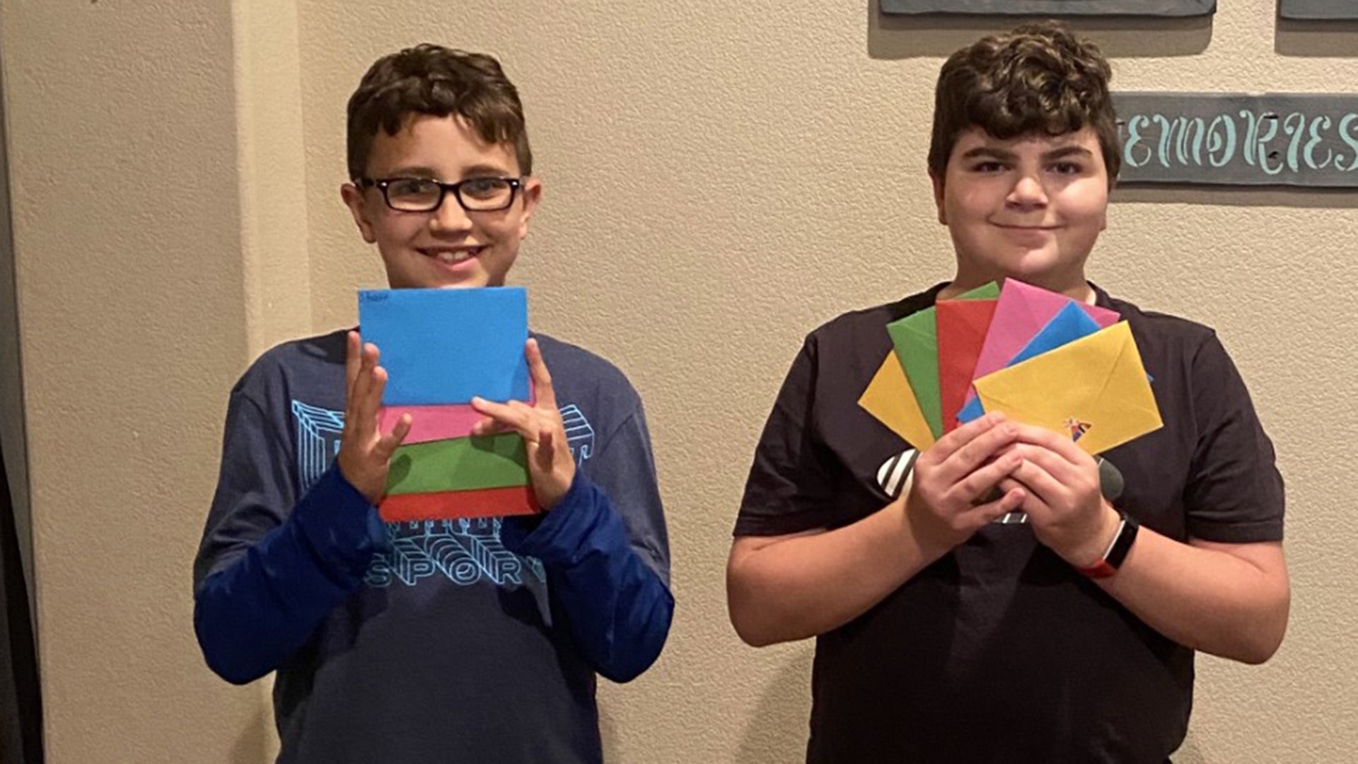 Our local church had an idea to have families send notes of encouragement to the staff and patients at our local hospital. Here’s a picture of our boys with their cards all done and ready to go. They wrote to the staff and patients that they are praying for them.