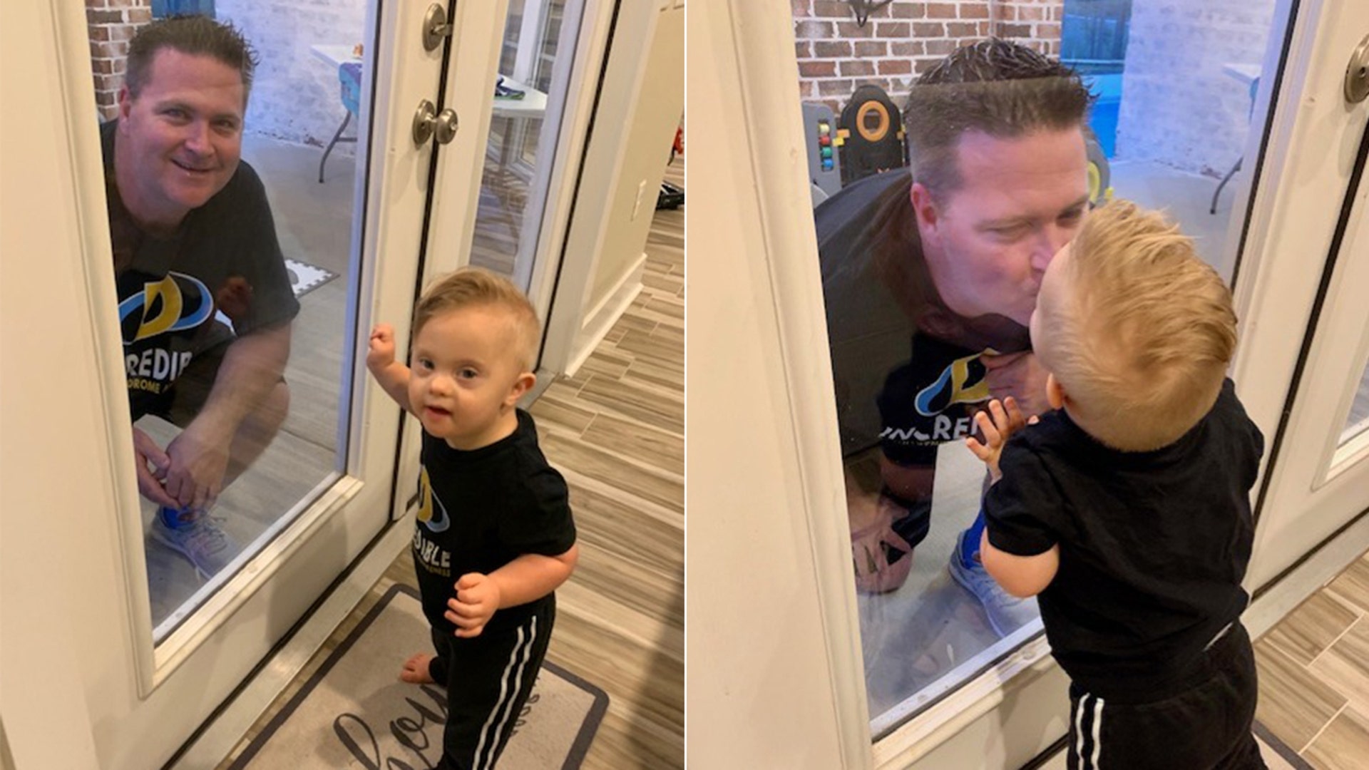 This is Hudson, our 23 month old. Hudson is our baby with Down syndrome. He’s already beat transient leukemia and he’s already had open heart surgery. We will do all we need to for this little guy, even practice social distancing from his daddy (CJ is a CRNA and works in a hospital with COVID-19 cases). Together, we will protect our children, despite the time needed. We pray daily that it’s not too long, we need daddy home with us and safe. This photo was taken on 3-21 WDSD2020, Hudson was standing for his dad for the first time all by himself. Thanks for all you do! We love Fox News. We actually visited you last September when Hudson was the Grand Marshal for the NYC Buddy Walk. Ed Henry came over to meet Hudson.