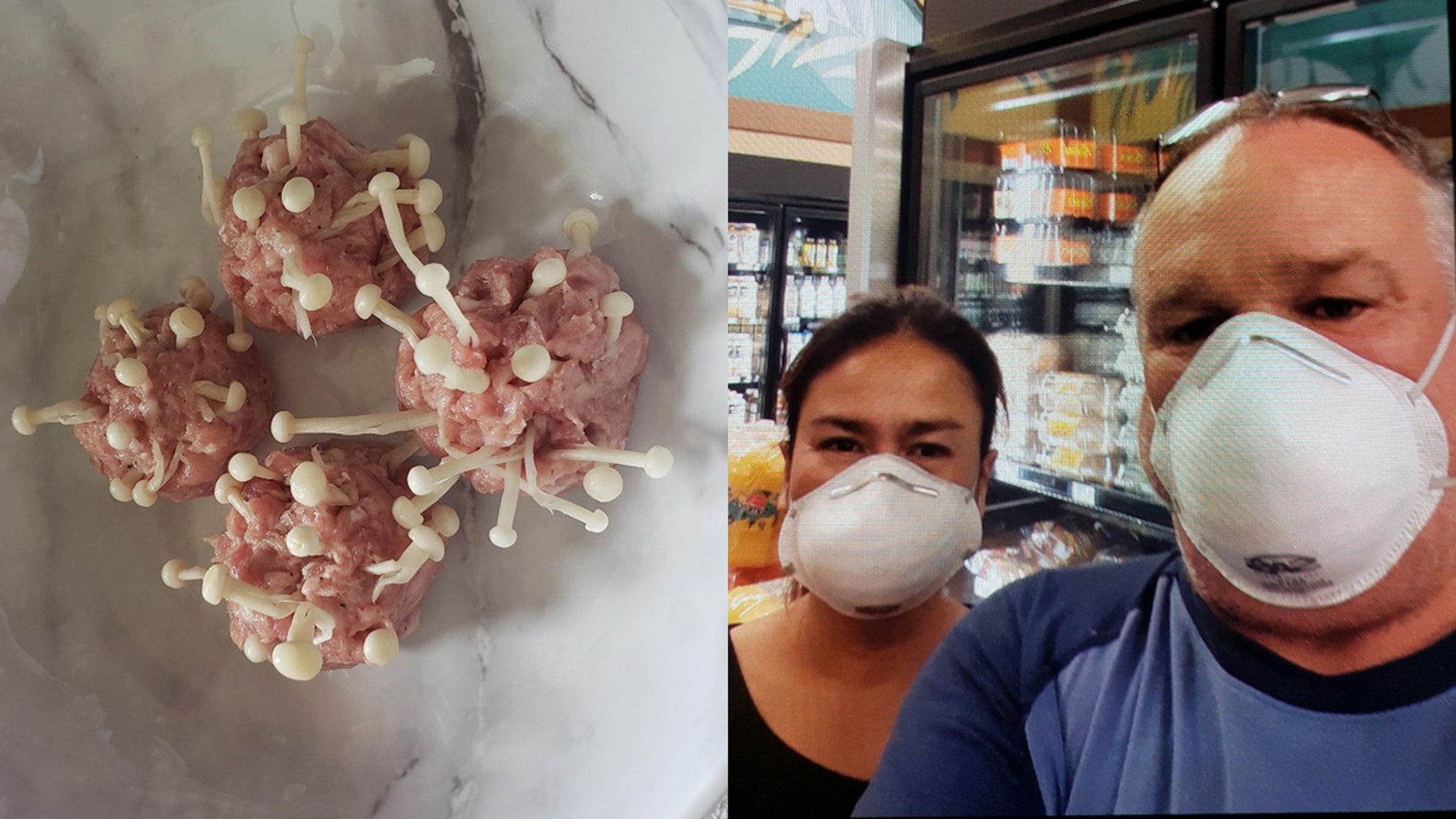 The wife and I are quarantined on guam. She made a dish that I had to smile about. CV19 pork balls Mike and chutikan