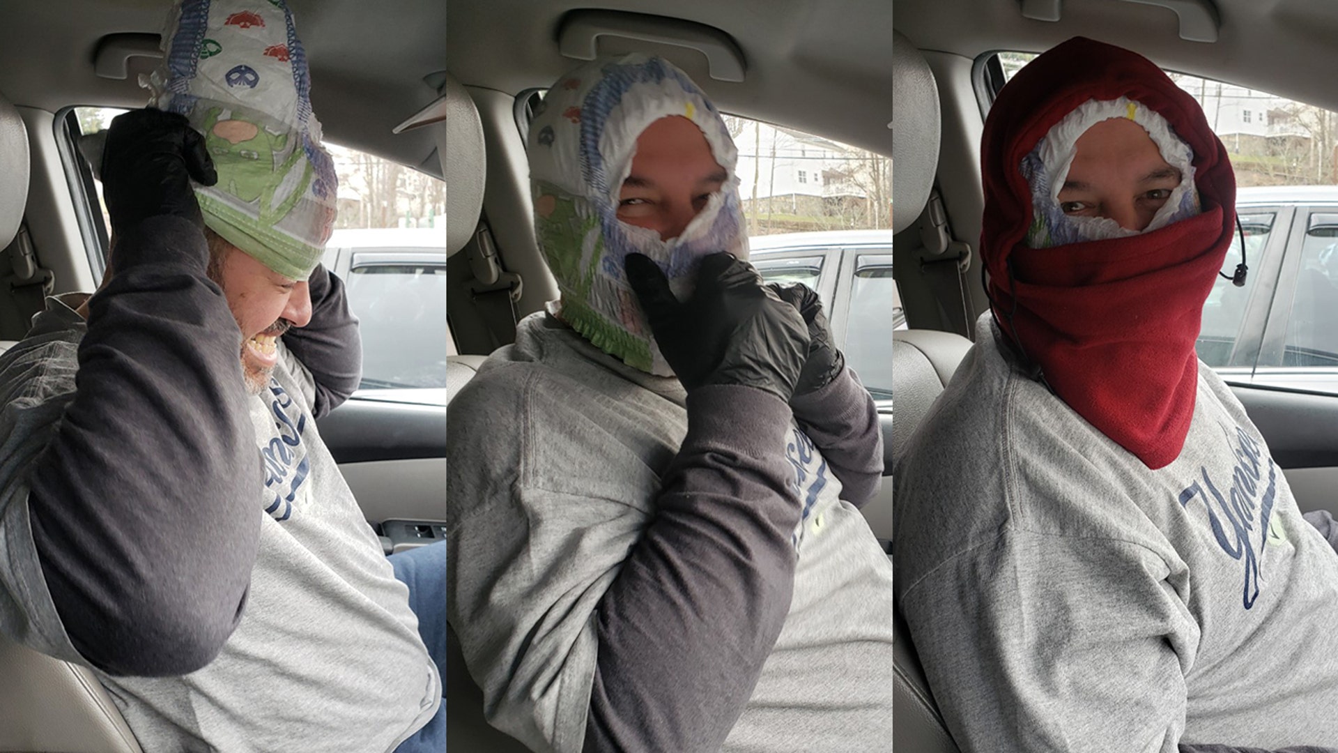 My husband and I went to to grocery shopping when we realized that one of our 2 remaining face masks was not usable (the top strap broke). So, in came one of our 2 year old son's diapers. If anything it made us feel it was more helpful than not wearing a mask at all...