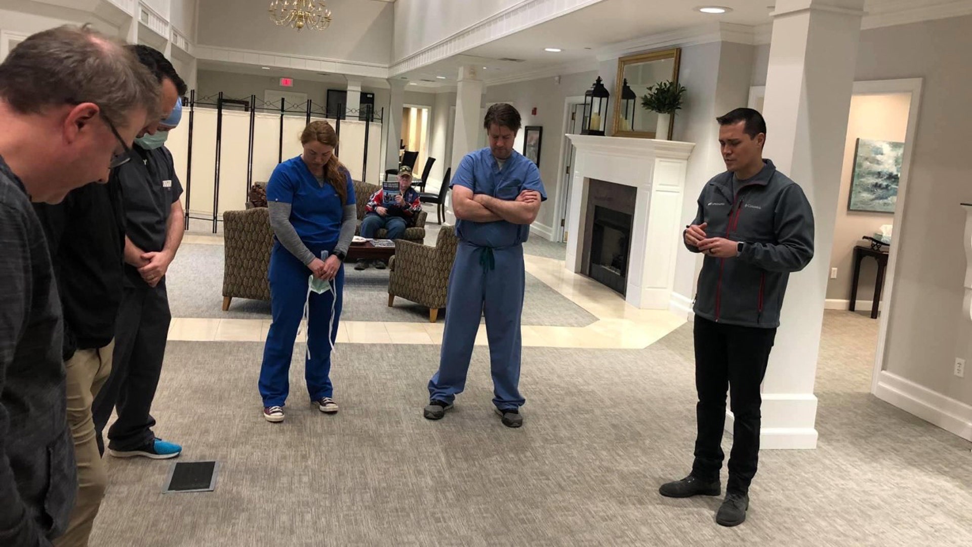 Dr. Clint Baird and wife Alisa Baird’s church ministers at Life.Church South Tulsa bringing food and supplies to the Cura TeleHealth and Wellness Center staff and leading them in prayer to help healing the sick and for protection of the staff. The Cura staff were so thankful for this act of kindness. There were many tears.