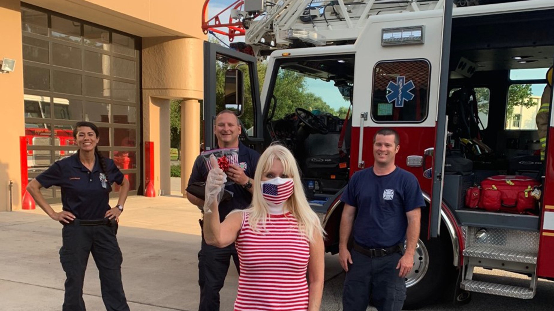 Hi I wanted to tell you about a local hero here in florida. Lynda Alvarez singlehandedly has put her substantial skills to work. She is a fashion designer/seamstress with as many as 60 sewing machines. She has produced hundreds of face masks for free to first responders, police and medical professionals.