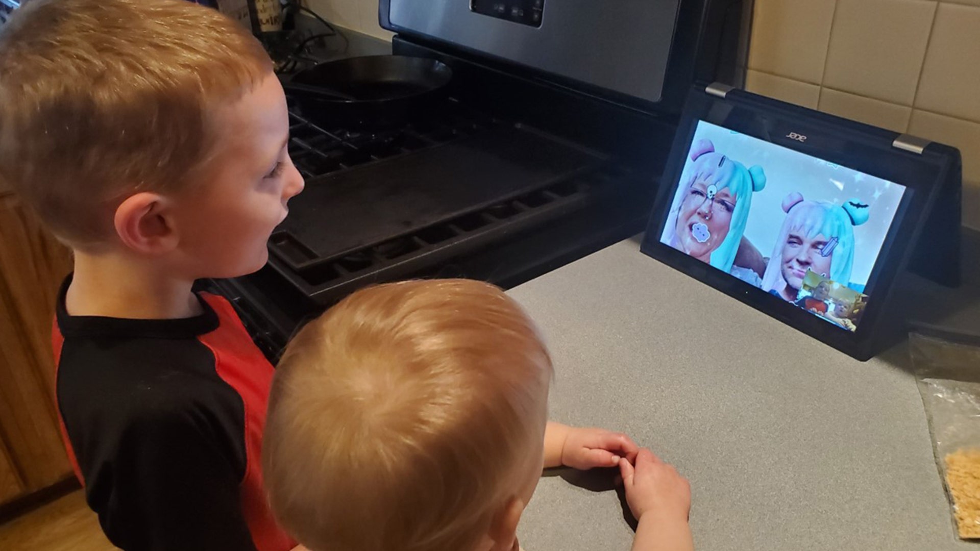 Until we get the all-clear, Mamaw and Papaw visit like this. It is stinky cheese, but you are SO worth it. Grandparents Bob and Donna Ross FaceTiming with Adam and Rebekah.