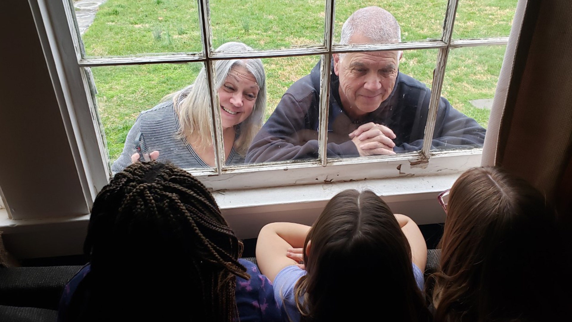 Grandma and grandpa have been self quarantined for 3 weeks. Our only way to visit!! Air hugs only!! Gary and Martha Jolly Bowling Green Ky