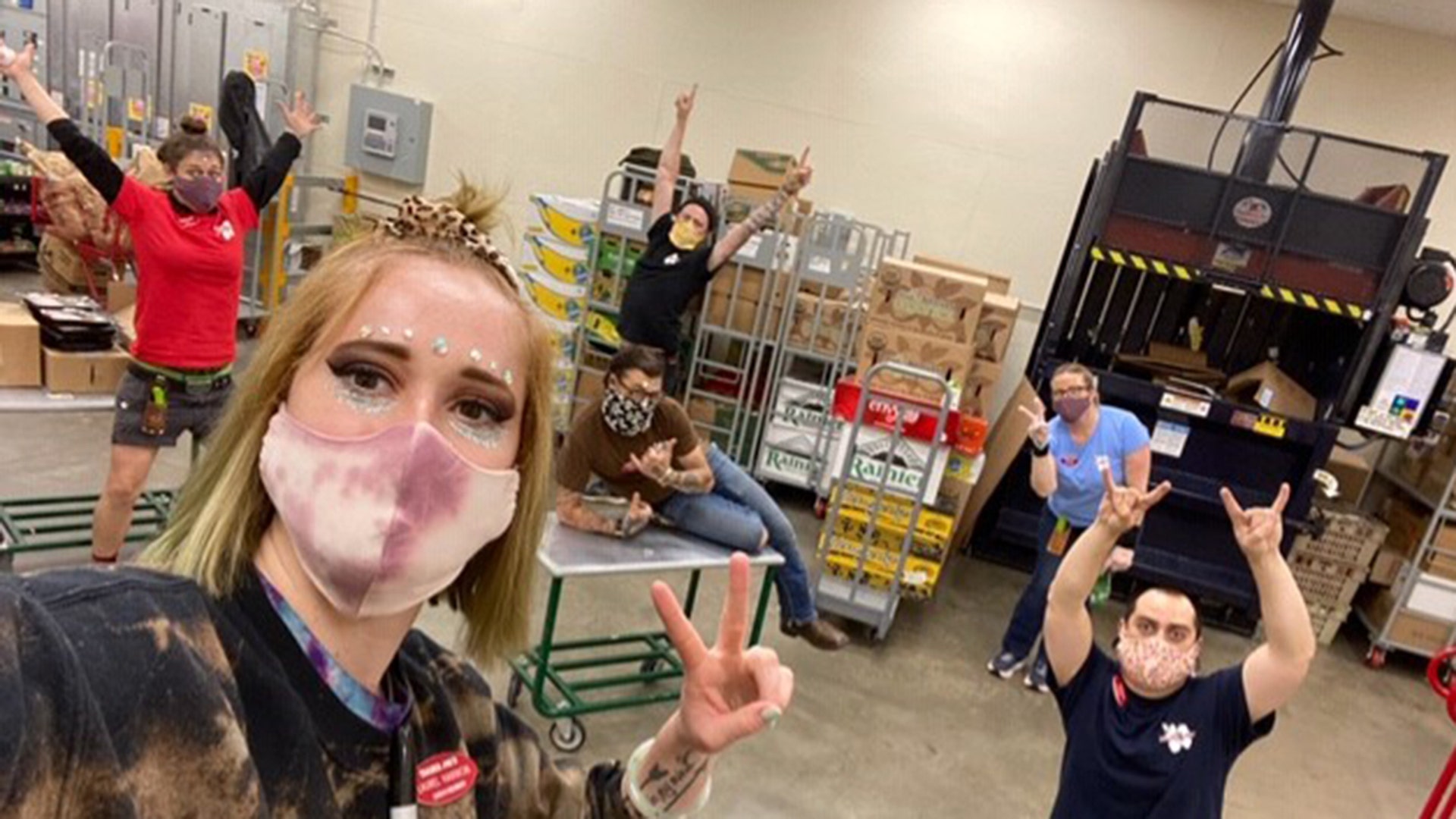 My daughter has been on the front lines making sure people get groceries, but as part of the awesome company Trader Joe's, they are also making sure the customer has something to smile about while social distancing - here are some photos that show some of the fun ways. I love how since they've started wearing masks, they make sure to make their eyes really stand out! Her name is Laurel Harmon, and they are truly making the customer experience in these trying times very positive.